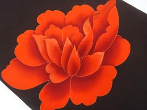 アンティーク　塩瀬　花模様刺繍名古屋帯